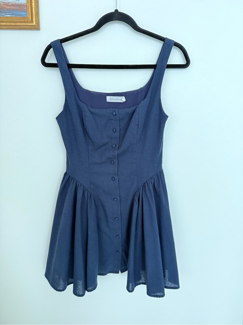 All in Favor Navy Button-Front Sleeveless Fit & Flare Camisole Top